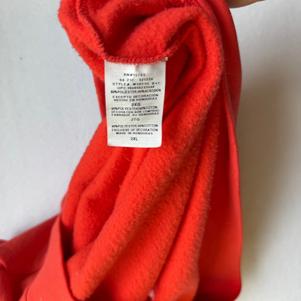 Champion Upcycled One of a Kind Hoodie Graphic Sleeve Hand Made Size 2XL‎ orange - Picture 6 of 6